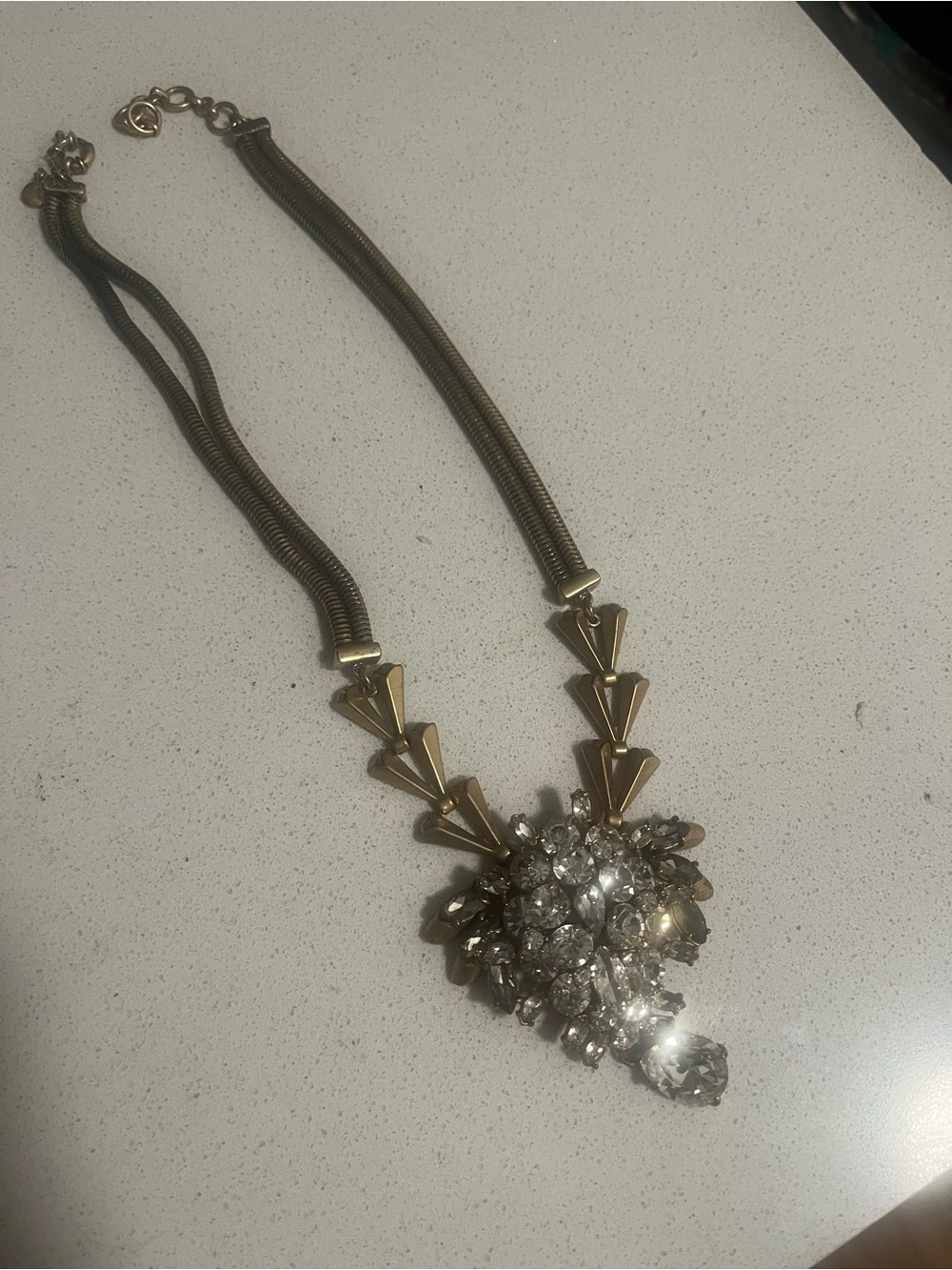 Statement Gold-Tone Crystal Cluster Necklace - Women Jewelry